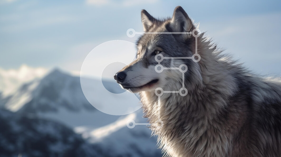 Σετ των 2 Intra Συλλεκτικό Ξύλινο Παζλ Plywood  4mm - Wolf Against Snowy Mountains Σε Ξύλινο Κουτί - Διαστάσεις: 10x10 cm – 25 κομμάτια