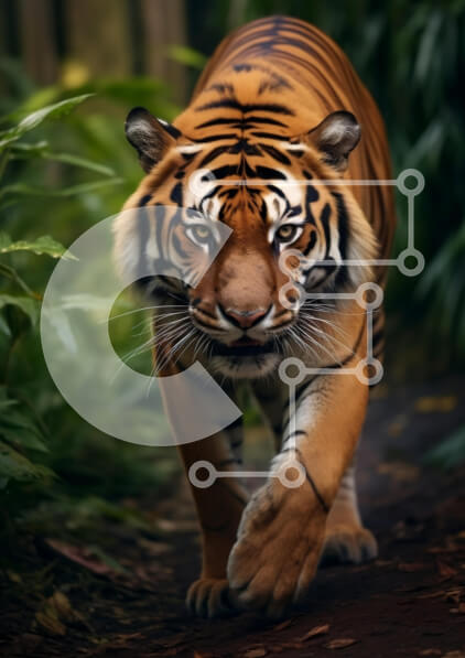 Σετ των 2 Intra Συλλεκτικό Ξύλινο Παζλ Plywood  4mm - Majestic Tiger που περπατά στη φύση Σε Ξύλινο Κουτί - Διαστάσεις: 10x10 cm – 25 κομμάτια