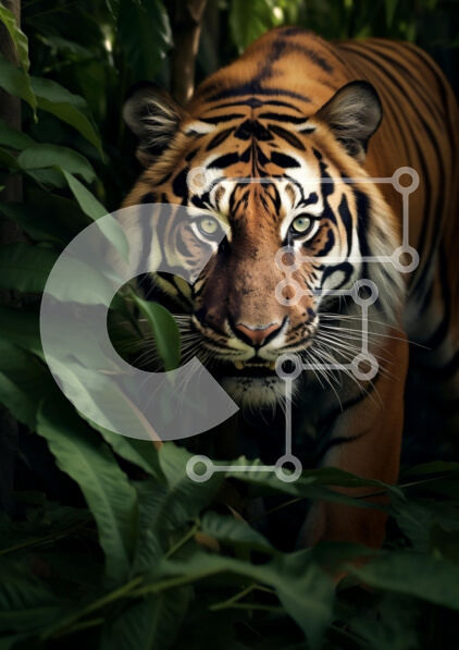 Σετ των 2 Intra Συλλεκτικό Ξύλινο Παζλ Plywood  4mm - Majestic Tiger στο καταπράσινο τοπίο Σε Ξύλινο Κουτί - Διαστάσεις: 10x10 cm – 25 κομμάτια