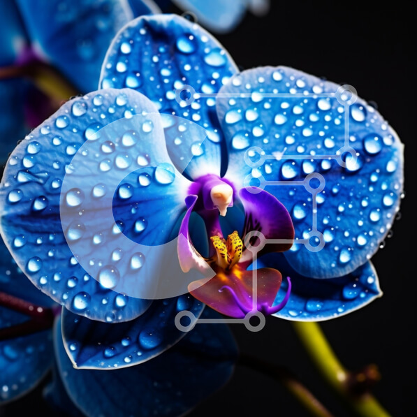 Σετ των 2 Intra Συλλεκτικό Ξύλινο Παζλ Plywood  4mm - Μπλε ορχιδέα με σταγονίδια νερού Σε Ξύλινο Κουτί - Διαστάσεις: 10x10 cm – 25 κομμάτια