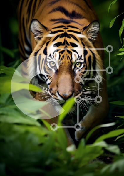 Σετ των 2 Intra Συλλεκτικό Ξύλινο Παζλ Plywood  4mm - Τίγρης στην καταπράσινη ζούγκλα Σε Ξύλινο Κουτί - Διαστάσεις: 10x10 cm – 25 κομμάτια