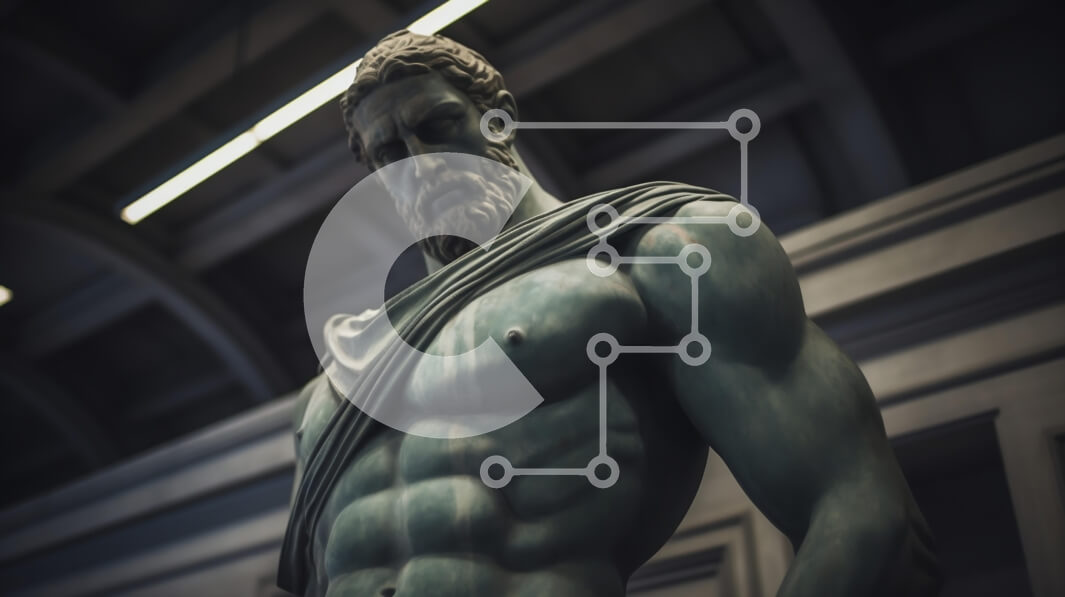 Intra Συλλεκτικό Ξύλινο Παζλ Plywood  4mm - Άγαλμα μιας μυϊκής φιγούρας σε ένα αρχιτεκτονικό περιβάλλον Σε Ξύλινο Κουτί - Διαστάσεις Puzzle: 10x10 cm – 25 κομμάτια