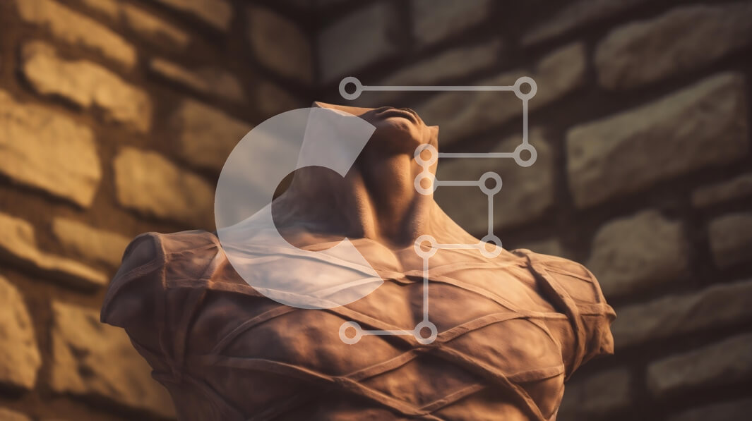 Intra Συλλεκτικό Ξύλινο Παζλ Plywood  4mm - Στυλιζαρισμένο γλυπτό κορμού ενάντια σε πέτρινο τοίχο Σε Ξύλινο Κουτί - Διαστάσεις Puzzle: 10x10 cm – 25 κομμάτια