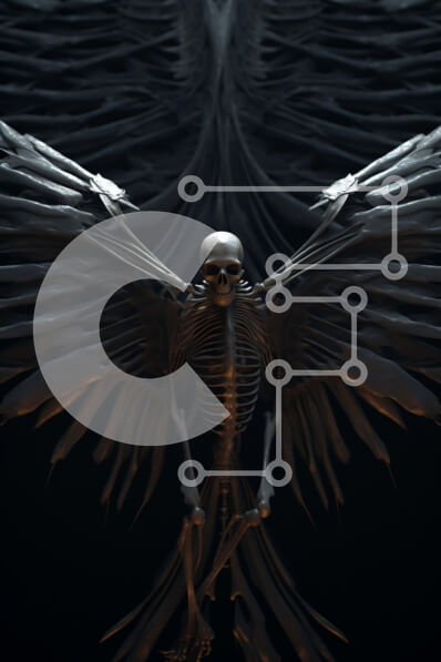 Intra Συλλεκτικό Ξύλινο Παζλ Plywood  4mm - Σκελετός με φτερά Σε Ξύλινο Κουτί - Διαστάσεις Puzzle: 10x10 cm – 25 κομμάτια