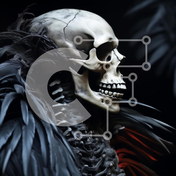 Intra Συλλεκτικό Ξύλινο Παζλ Plywood  4mm - Καλλιτεχνικό κρανίο με φτερά Σε Ξύλινο Κουτί - Διαστάσεις Puzzle: 10x10 cm – 25 κομμάτια