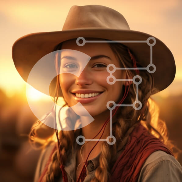 Intra Συλλεκτικό Ξύλινο Παζλ Plywood  4mm - Νεαρή γυναίκα που χαμογελά στο ηλιοβασίλεμα Σε Ξύλινο Κουτί - Διαστάσεις Puzzle: 10x10 cm – 25 κομμάτια