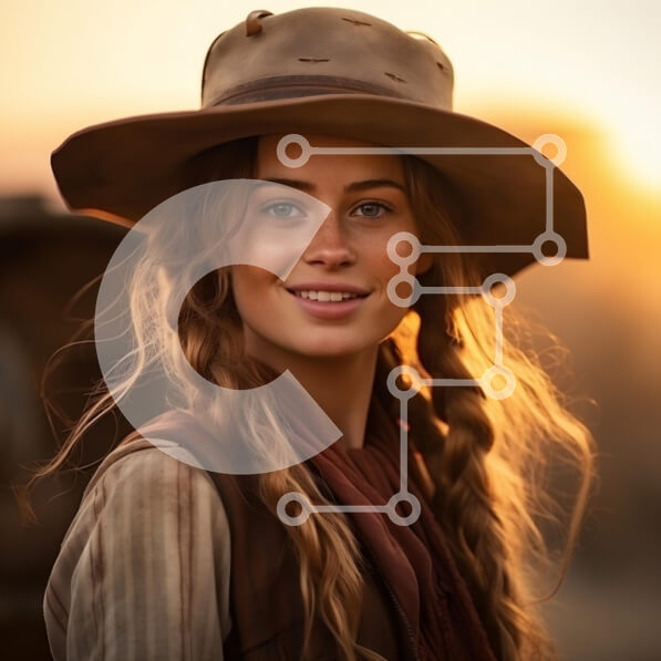 Σετ των 2 Intra Συλλεκτικό Ξύλινο Παζλ Plywood  4mm - Νεαρή γυναίκα με καπέλο κατά τη διάρκεια του ηλιοβασιλέματος Σε Ξύλινο Κουτί - Διαστάσεις: 10x10 cm – 25 κομμάτια