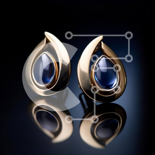 Σετ των 2 Intra Συλλεκτικό Ξύλινο Παζλ Plywood  4mm - Κομψά χρυσά σκουλαρίκια με μπλε πολύτιμο λίθο Σε Ξύλινο Κουτί - Διαστάσεις: 10x10 cm – 25 κομμάτια