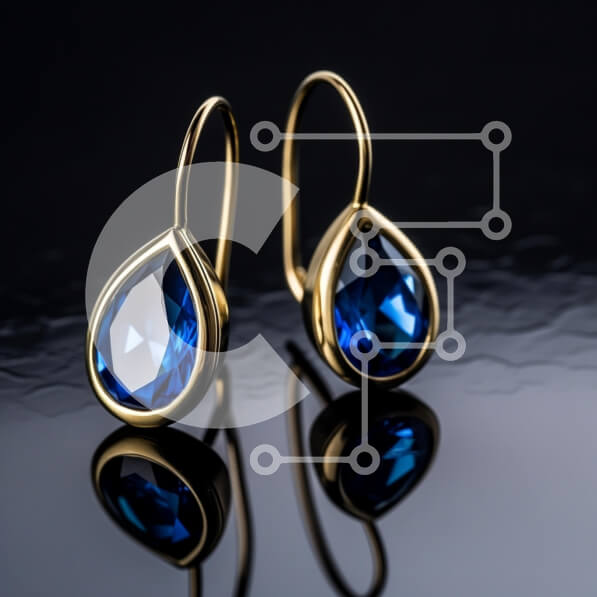 Σετ των 2 Intra Συλλεκτικό Ξύλινο Παζλ Plywood  4mm - Κομψά σκουλαρίκια μπλε δάκρυ Σε Ξύλινο Κουτί - Διαστάσεις: 10x10 cm – 25 κομμάτια