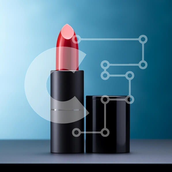 Σετ των 2 Intra Συλλεκτικό Ξύλινο Παζλ Plywood  4mm - Κόκκινο κραγιόν σε μπλε φόντο Σε Ξύλινο Κουτί - Διαστάσεις: 10x10 cm – 25 κομμάτια