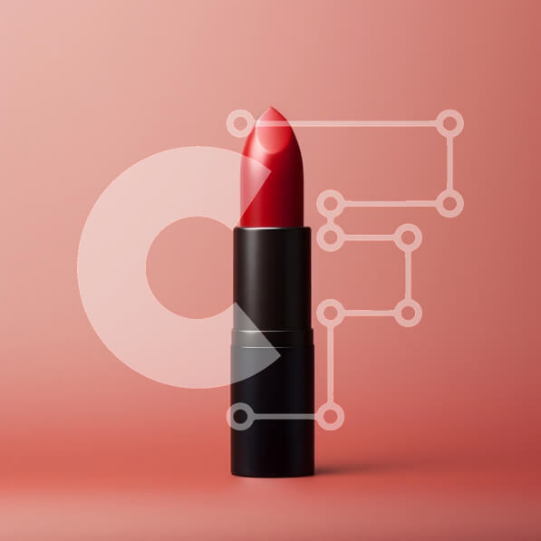 Σετ των 2 Intra Συλλεκτικό Ξύλινο Παζλ Plywood  4mm - Κόκκινο κραγιόν σε φόντο κοραλλιών Σε Ξύλινο Κουτί - Διαστάσεις: 10x10 cm – 25 κομμάτια