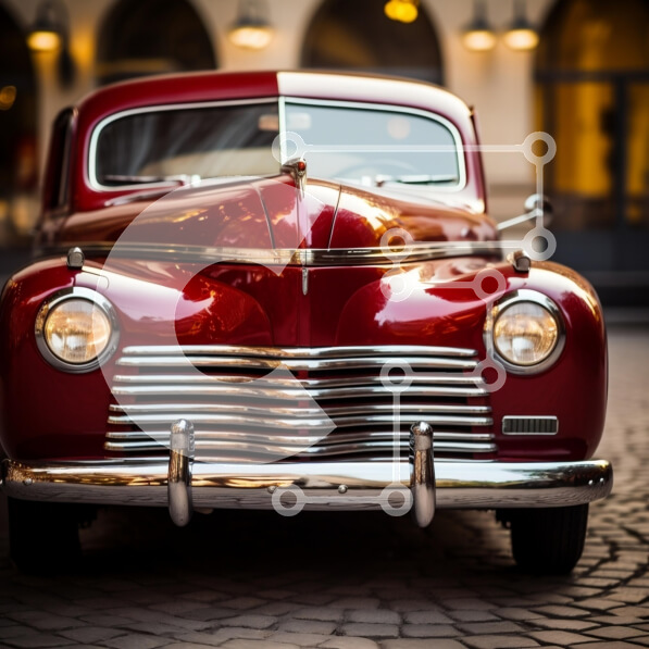 Intra Συλλεκτικό Ξύλινο Παζλ Plywood  4mm - Vintage κόκκινο αυτοκίνητο με λεπτομέρειες από Chrome Σε Ξύλινο Κουτί - Διαστάσεις Puzzle: 10x10 cm – 25 κομμάτια