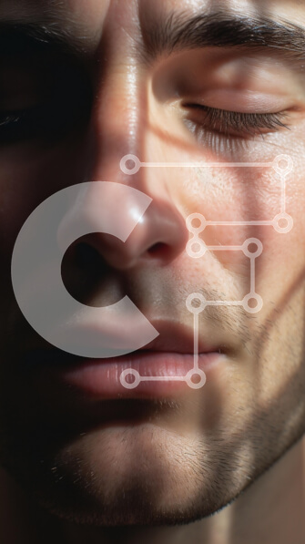 Intra Συλλεκτικό Ξύλινο Παζλ Plywood  4mm - Κοντινό πλάνο Πορτρέτο ενός άνδρα σε απαλό φως Σε Ξύλινο Κουτί - Διαστάσεις Puzzle: 10x10 cm – 25 κομμάτια