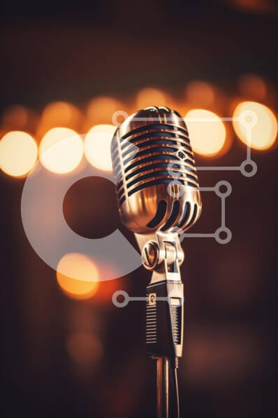 Intra Συλλεκτικό Ξύλινο Παζλ Plywood  4mm - Vintage μικρόφωνο με ζεστά φώτα φόντου Σε Ξύλινο Κουτί - Διαστάσεις Puzzle: 10x10 cm – 25 κομμάτια