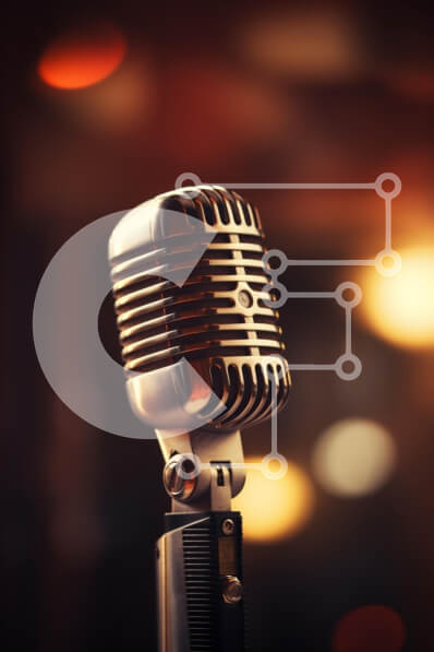 Intra Συλλεκτικό Ξύλινο Παζλ Plywood  4mm - Κλασικό μικρόφωνο στη σκηνή Σε Ξύλινο Κουτί - Διαστάσεις: 10x10 cm – 25 κομμάτια