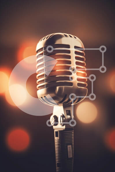 Intra Συλλεκτικό Ξύλινο Παζλ Plywood  4mm - Vintage μικρόφωνο με ζεστά φώτα φόντου Σε Ξύλινο Κουτί - Διαστάσεις Puzzle: 10x10 cm – 25 κομμάτια