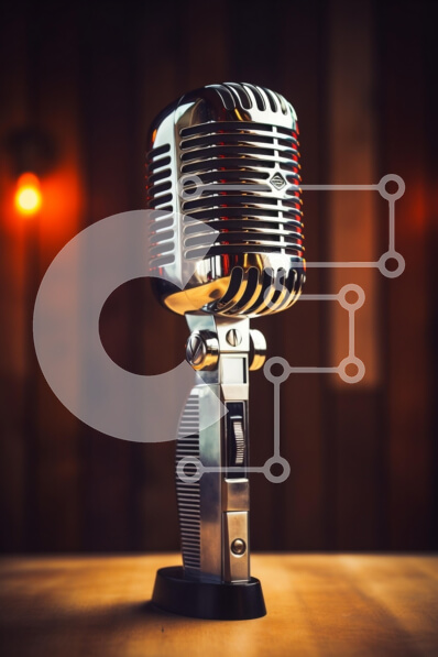 Intra Συλλεκτικό Ξύλινο Παζλ Plywood  4mm - Vintage μικρόφωνο σε ξύλινο τραπέζι Σε Ξύλινο Κουτί - Διαστάσεις: 10x10 cm – 25 κομμάτια