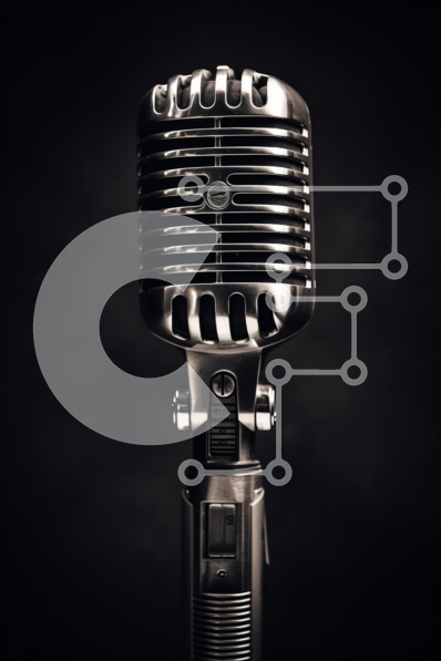 Intra Συλλεκτικό Ξύλινο Παζλ Plywood  4mm - Vintage μικρόφωνο σε σκοτεινό φόντο Σε Ξύλινο Κουτί - Διαστάσεις: 10x10 cm – 25 κομμάτια