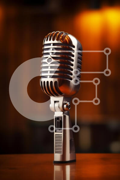 Intra Συλλεκτικό Ξύλινο Παζλ Plywood  4mm - Vintage μικρόφωνο σε ξύλινη επιφάνεια Σε Ξύλινο Κουτί - Διαστάσεις: 10x10 cm – 25 κομμάτια