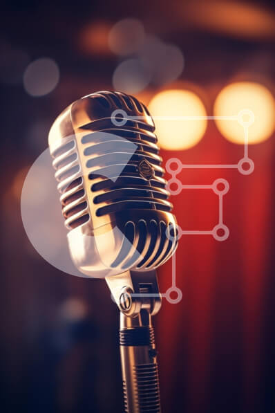 Intra Συλλεκτικό Ξύλινο Παζλ Plywood  4mm - Vintage μικρόφωνο με θολά φώτα φόντου Σε Ξύλινο Κουτί - Διαστάσεις: 10x10 cm – 25 κομμάτια