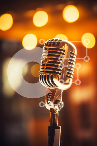 Intra Συλλεκτικό Ξύλινο Παζλ Plywood  4mm - Vintage μικρόφωνο με ζεστά φώτα φόντου Σε Ξύλινο Κουτί - Διαστάσεις: 10x10 cm – 25 κομμάτια