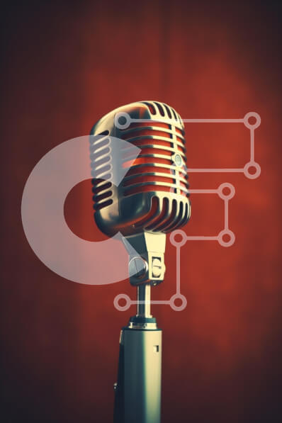 Intra Συλλεκτικό Ξύλινο Παζλ Plywood  4mm - Vintage μικρόφωνο σε κόκκινο φόντο Σε Ξύλινο Κουτί - Διαστάσεις: 10x10 cm – 25 κομμάτια