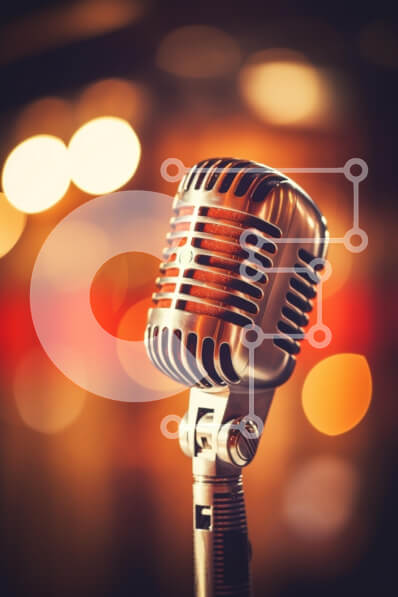 Intra Συλλεκτικό Ξύλινο Παζλ Plywood  4mm - Vintage μικρόφωνο με θολά ζεστά φώτα Σε Ξύλινο Κουτί - Διαστάσεις: 10x10 cm – 25 κομμάτια