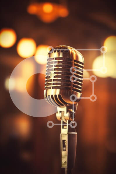 Intra Συλλεκτικό Ξύλινο Παζλ Plywood  4mm - Vintage μικρόφωνο ενάντια στα ζεστά φώτα Σε Ξύλινο Κουτί - Διαστάσεις: 10x10 cm – 25 κομμάτια