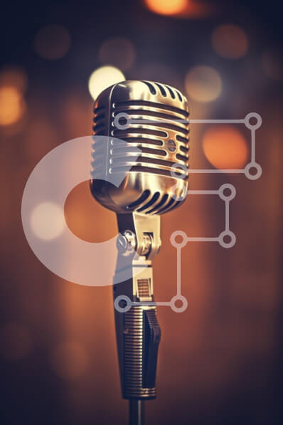 Intra Συλλεκτικό Ξύλινο Παζλ Plywood  4mm - Vintage μικρόφωνο με θολό φόντο Σε Ξύλινο Κουτί - Διαστάσεις: 10x10 cm – 25 κομμάτια