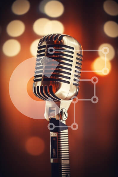 Intra Συλλεκτικό Ξύλινο Παζλ Plywood  4mm - Vintage μικρόφωνο με ζεστά φώτα φόντου Σε Ξύλινο Κουτί - Διαστάσεις: 10x10 cm – 25 κομμάτια