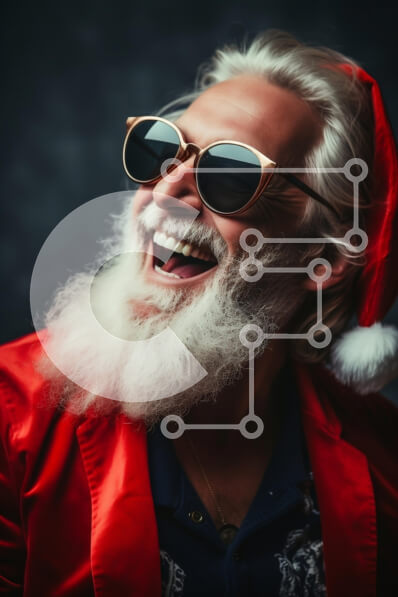 Intra Συλλεκτικό Ξύλινο Παζλ Plywood  4mm - Χαρούμενη φιγούρα Άγιου Βασίλη με γυαλιά ηλίου Σε Ξύλινο Κουτί - Διαστάσεις: 10x10 cm – 25 κομμάτια