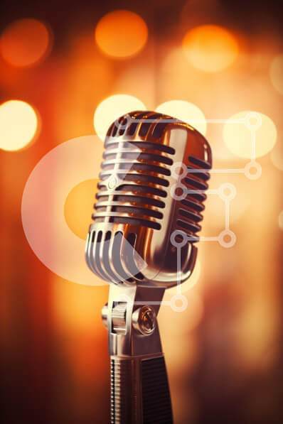 Intra Συλλεκτικό Ξύλινο Παζλ Plywood  4mm - Vintage μικρόφωνο με ζεστά φώτα φόντου Σε Ξύλινο Κουτί - Διαστάσεις Puzzle: 10x10 cm – 25 κομμάτια