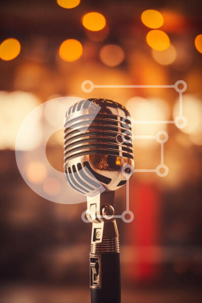 Intra Συλλεκτικό Ξύλινο Παζλ Plywood  4mm - Vintage μικρόφωνο με φόντο Bokeh Σε Ξύλινο Κουτί - Διαστάσεις: 10x10 cm – 25 κομμάτια