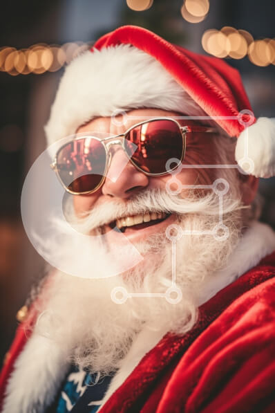 Intra Συλλεκτικό Ξύλινο Παζλ Plywood  4mm - Χαρούμενος Άγιος Βασίλης με γυαλιά ηλίου Σε Ξύλινο Κουτί - Διαστάσεις: 10x10 cm – 25 κομμάτια