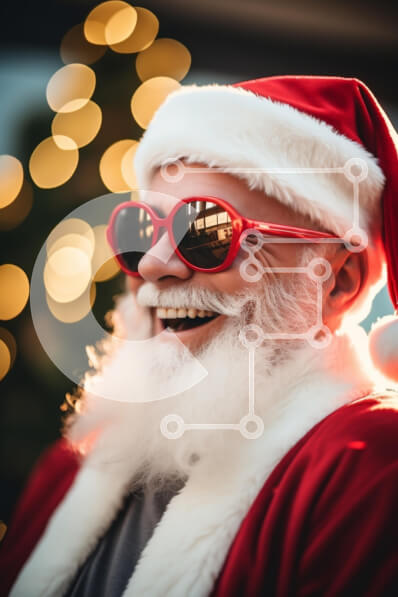 Intra Συλλεκτικό Ξύλινο Παζλ Plywood  4mm - Χαρούμενος Άγιος Βασίλης με γυαλιά ηλίου με γιορτινά φώτα Σε Ξύλινο Κουτί - Διαστάσεις: 10x10 cm – 25 κομμάτια