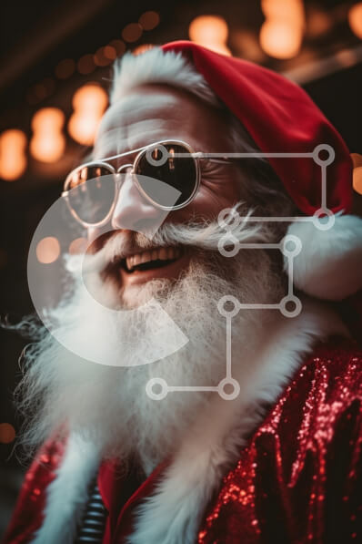 Intra Συλλεκτικό Ξύλινο Παζλ Plywood  4mm - Σύγχρονος Άγιος Βασίλης με γυαλιά ηλίου Σε Ξύλινο Κουτί - Διαστάσεις: 10x10 cm – 25 κομμάτια