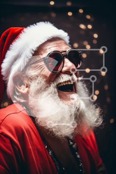 Intra Συλλεκτικό Ξύλινο Παζλ Plywood  4mm - Ευτυχισμένος Άγιος Βασίλης με γυαλιά ηλίου Σε Ξύλινο Κουτί - Διαστάσεις: 10x10 cm – 25 κομμάτια