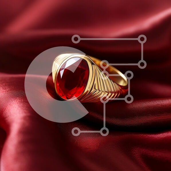 Σετ των 2 Intra Συλλεκτικό Ξύλινο Παζλ Plywood  4mm - Κομψό χρυσό δαχτυλίδι με κόκκινο πολύτιμο λίθο σε σατέν φόντο Σε Ξύλινο Κουτί - Διαστάσεις: 10x10 cm – 25 κομμάτια