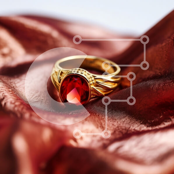 Σετ των 2 Intra Συλλεκτικό Ξύλινο Παζλ Plywood  4mm - Κομψό χρυσό δαχτυλίδι με κόκκινο πολύτιμο λίθο Σε Ξύλινο Κουτί - Διαστάσεις: 10x10 cm – 25 κομμάτια