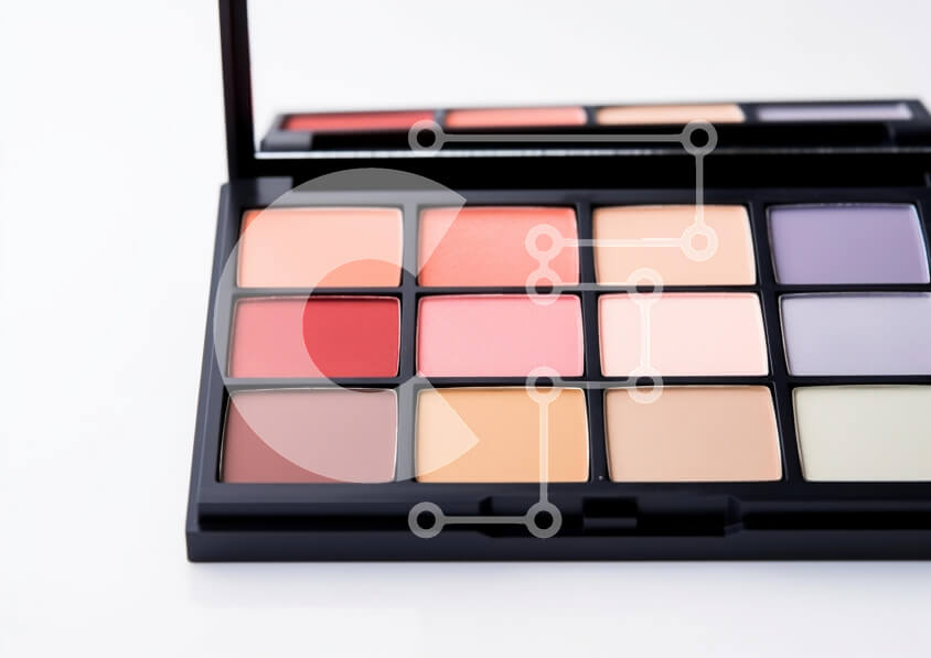 Intra Συλλεκτικό Ξύλινο Παζλ Plywood  4mm - Παλέτα μακιγιάζ με ζωηρές αποχρώσεις Σε Ξύλινο Κουτί - Διαστάσεις Puzzle: 10x10 cm – 25 κομμάτια