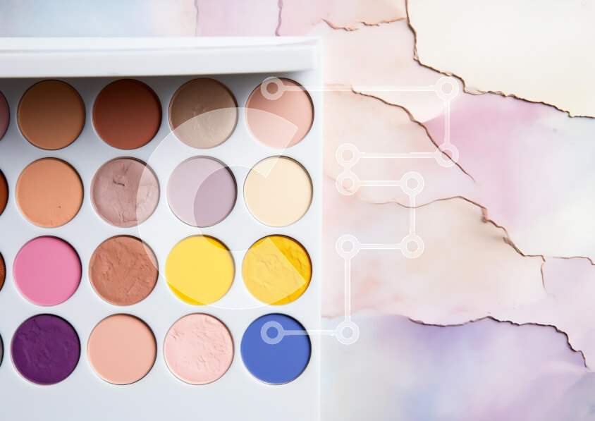 Intra Συλλεκτικό Ξύλινο Παζλ Plywood  4mm - Πολύχρωμη παλέτα μακιγιάζ σε παστέλ φόντο Σε Ξύλινο Κουτί - Διαστάσεις Puzzle: 10x10 cm – 25 κομμάτια