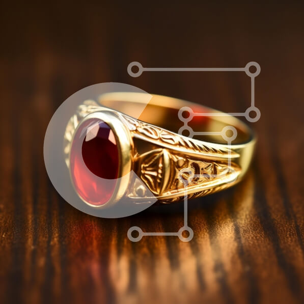 Intra Συλλεκτικό Ξύλινο Παζλ Plywood  4mm - Χρυσό δαχτυλίδι με κόκκινο πολύτιμο λίθο Σε Ξύλινο Κουτί - Διαστάσεις: 10x10 cm – 25 κομμάτια