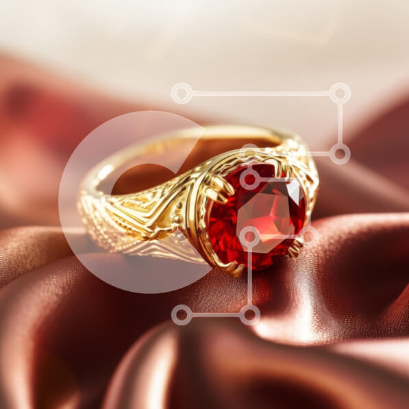 Σετ των 2 Intra Συλλεκτικό Ξύλινο Παζλ Plywood  4mm - Κομψό χρυσό δαχτυλίδι με κόκκινο πολύτιμο λίθο σε σατέν ύφασμα Σε Ξύλινο Κουτί - Διαστάσεις: 10x10 cm – 25 κομμάτια