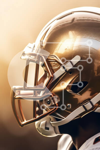 Intra Συλλεκτικό Ξύλινο Παζλ Plywood  4mm - Κοντινό πλάνο ενός χρυσού κράνους ποδοσφαίρου Σε Ξύλινο Κουτί - Διαστάσεις Puzzle: 10x10 cm – 25 κομμάτια