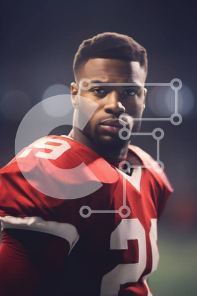 Intra Συλλεκτικό Ξύλινο Παζλ Plywood  4mm - Πορτρέτο ενός ποδοσφαιριστή στο Red Jersey Σε Ξύλινο Κουτί - Διαστάσεις Puzzle: 10x10 cm – 25 κομμάτια