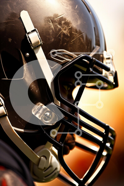 Intra Συλλεκτικό Ξύλινο Παζλ Plywood  4mm - Κοντινό πλάνο του κράνους ενός ποδοσφαιριστή Σε Ξύλινο Κουτί - Διαστάσεις Puzzle: 10x10 cm – 25 κομμάτια