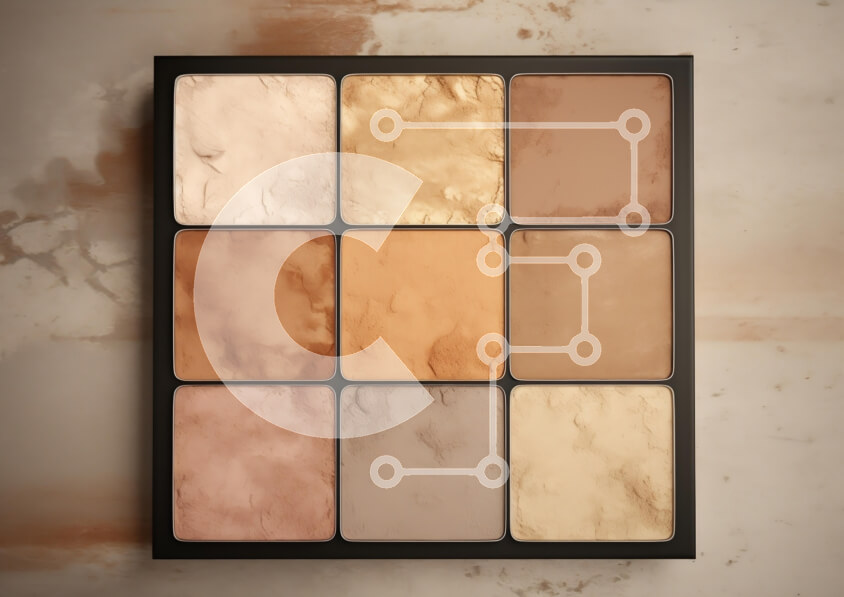 Intra Συλλεκτικό Ξύλινο Παζλ Plywood  4mm - Παλέτα μακιγιάζ με αποχρώσεις βάσης Σε Ξύλινο Κουτί - Διαστάσεις Puzzle: 10x10 cm – 25 κομμάτια