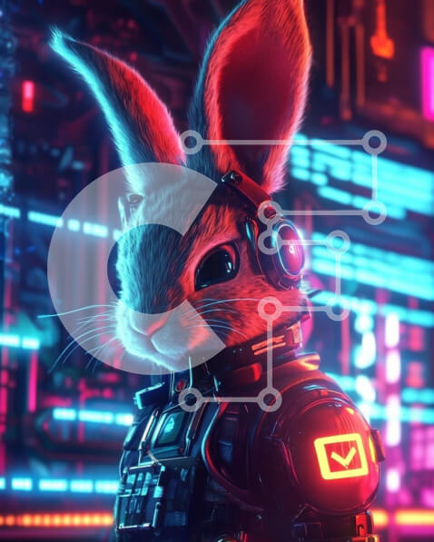 Σετ των 2 Intra Συλλεκτικό Ξύλινο Παζλ Plywood  4mm - Φουτουριστικό κουνέλι με πανοπλία υψηλής τεχνολογίας Σε Ξύλινο Κουτί - Διαστάσεις: 10x10 cm – 25 κομμάτια