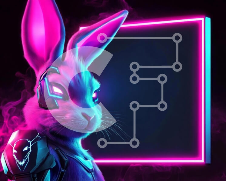 Σετ των 2 Intra Συλλεκτικό Ξύλινο Παζλ Plywood  4mm - Φουτουριστικό κουνέλι Σε Ξύλινο Κουτί - Διαστάσεις: 10x10 cm – 25 κομμάτια