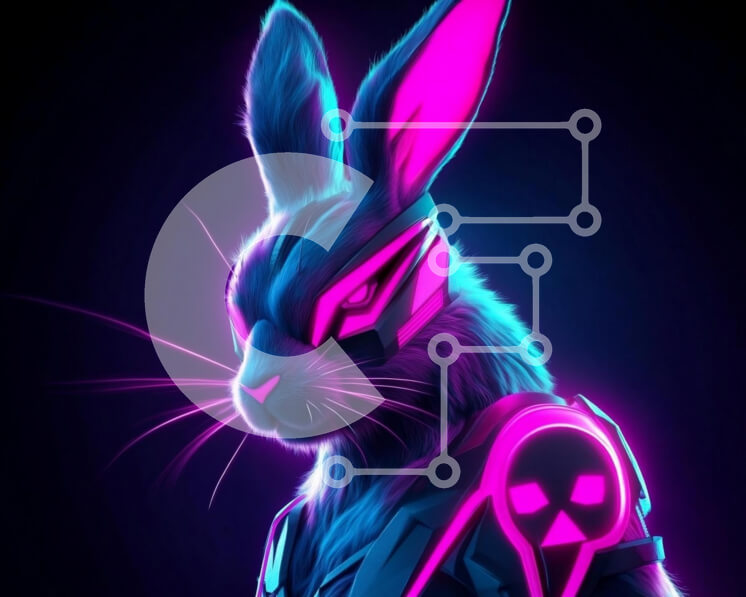 Intra Συλλεκτικό Ξύλινο Παζλ Plywood  4mm - Φουτουριστικό κουνέλι με νέον χρώματα Σε Ξύλινο Κουτί - Διαστάσεις: 10x10 cm – 25 κομμάτια